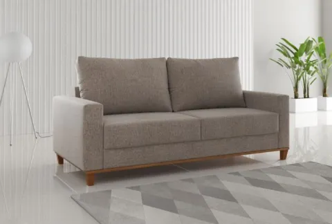 Estofado Living Felicia 180 3 Lgs Linho Kaki Viero
