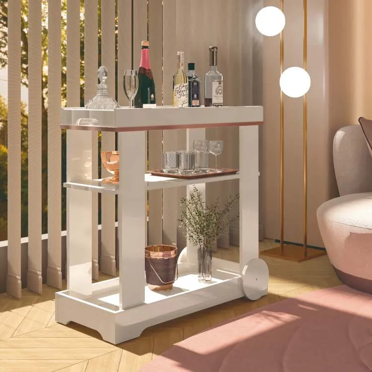Carrinho Bar Rose Cinamomo.Off White Artely — Off White