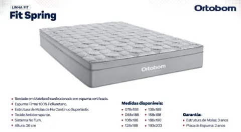 Colchao Queen Fit Spring Molas Superlastic 158x198x26 Ortobom