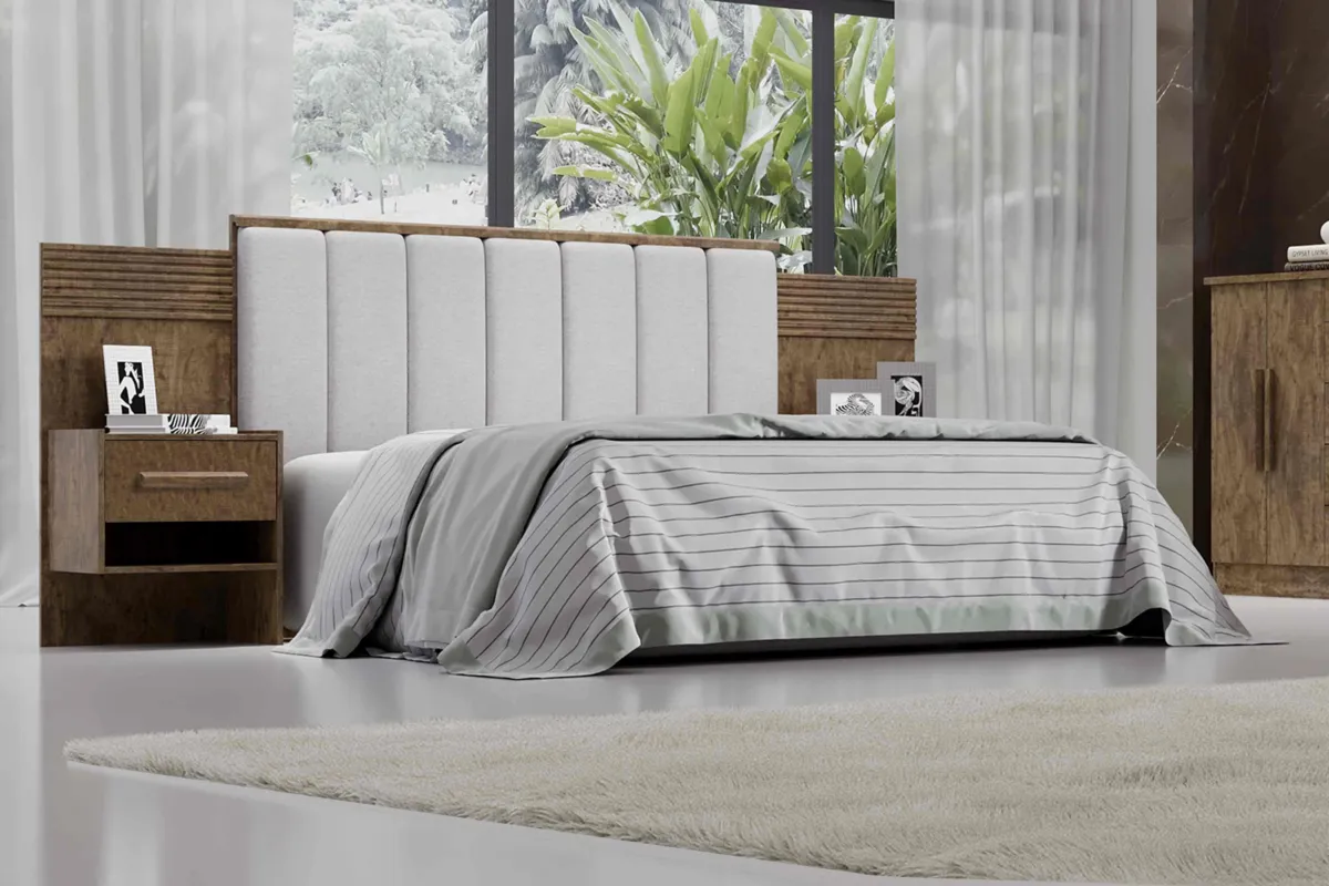 Cabeceira Queen Iris 160 Branco Dt Ripado D Doro — Ipê Detalhe Ripado