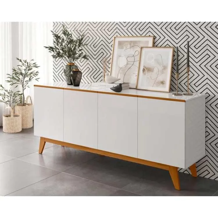 Buffet Ares Lux 4P Branco.Nature Tebarrot — Branco/Nature