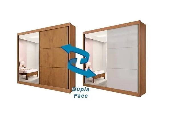 Roupeiro Titanium 2P6G com Espelho D Doro — Cinamomo - Cinamomo/Off White - Flex