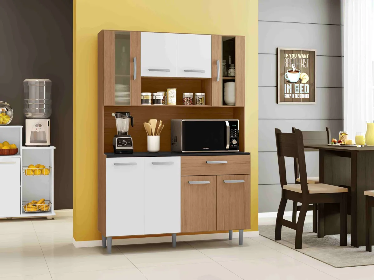 Kit Cozinha Gabi 120 8P1G1N Poliman — Carvalho/Branco