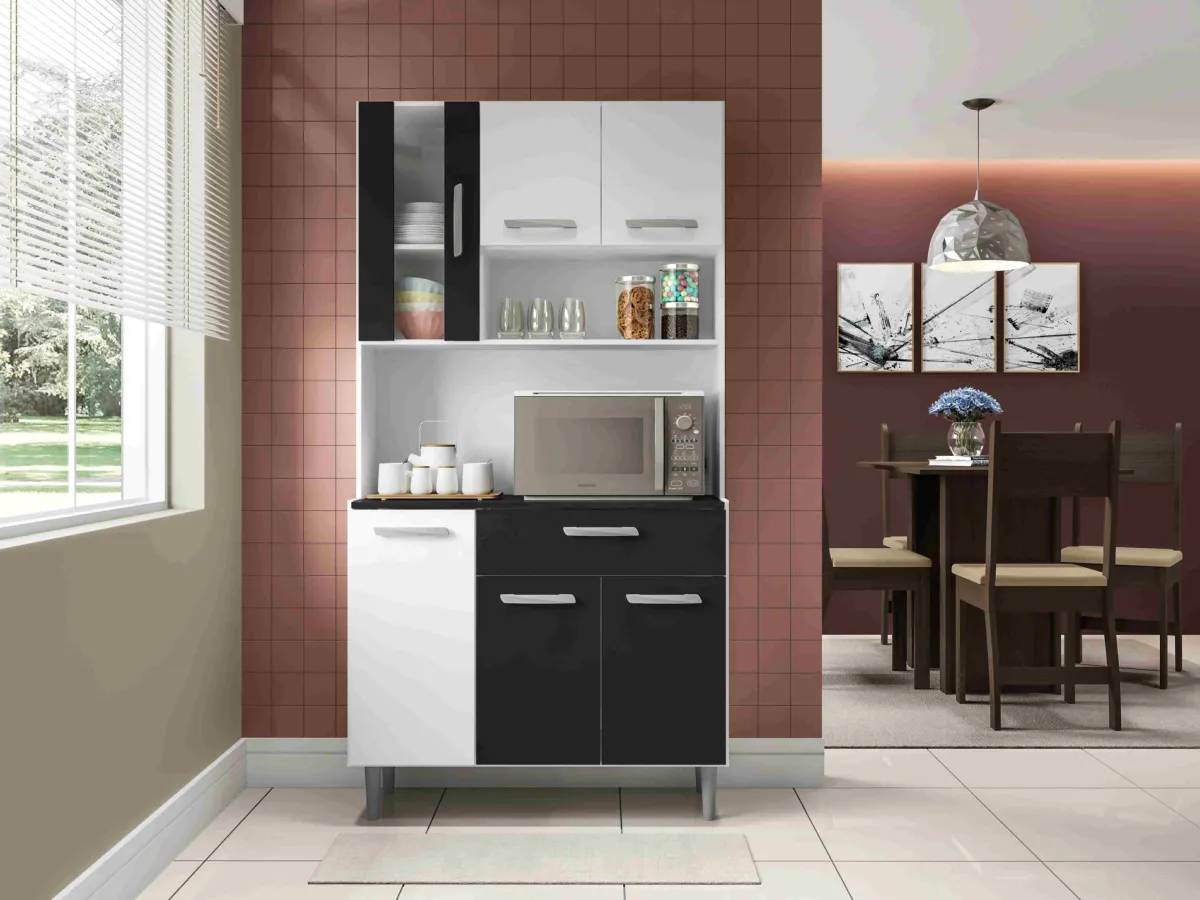 Kit Cozinha Carol 91 6P1G1N Poliman — Branco/Preto