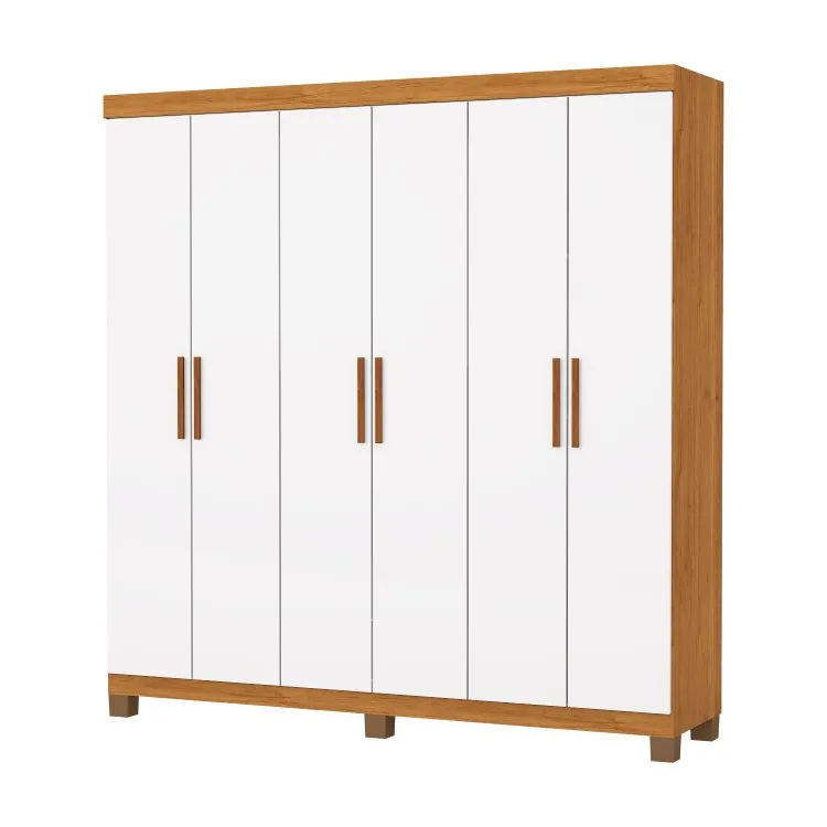 Roupeiro Recife Gold 6P2G com Pes Branco.Branco Carioca — Cinamomo/Branco