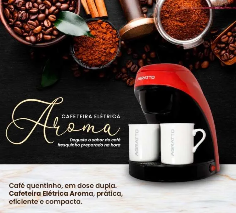Cafeteira Aroma 2 Xicaras ACFP0110.01 450W 127v Vermelho Agratto — Cafeteira Aroma 2 Xicaras - Vermelho