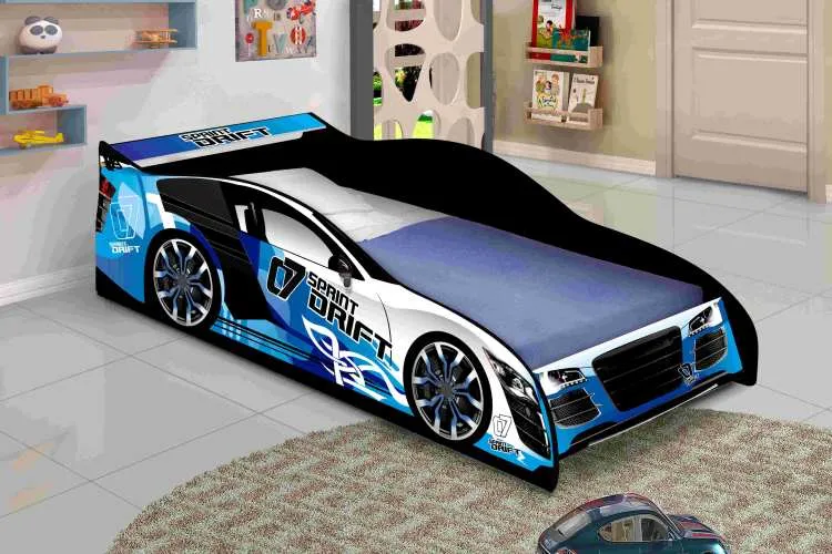 Cama Infantil Carro Drift J&A Moveis — Azul