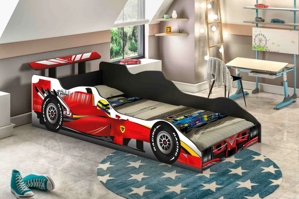 Cama Infantil Carro Drift J&A Moveis — Cama Carro Formula I - Vermelho