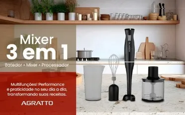 Mixer 3 em 1 AMIX01 01 700ml 200W 127v Preto Agratto