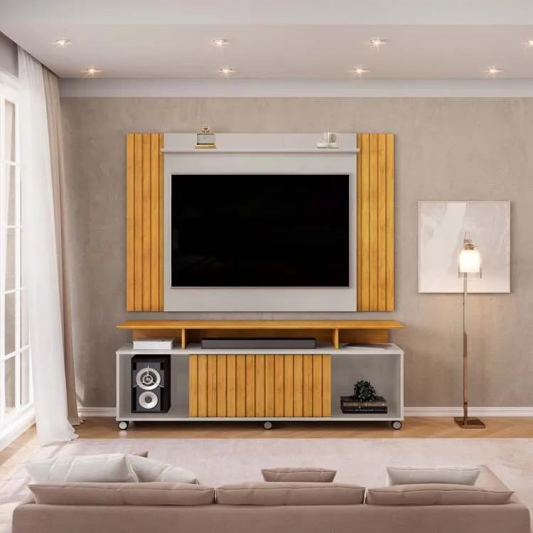Combo Painel Extensivel Trend Cedro.Bali com Rack Tomy Cedro.Bali DJ Moveis — Cedro/Bali - Cedro/Bali