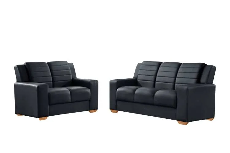 Conjunto Estofado Monaco 2x3Lgs Top Estofados — Tec 002 - Corino Preto
