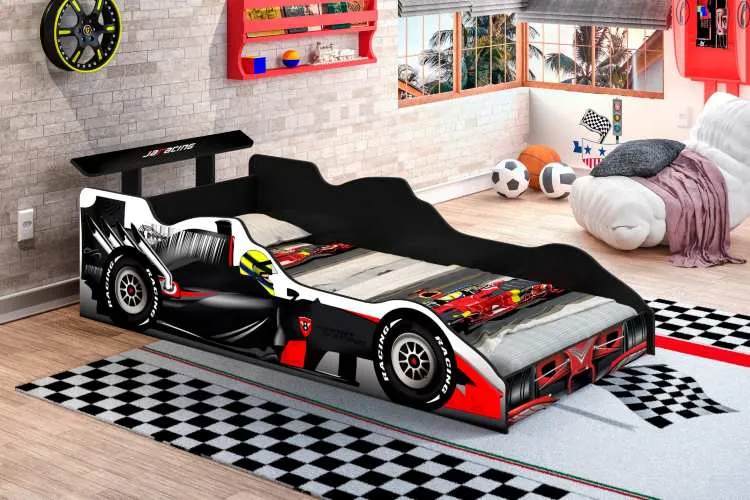 Cama Infantil Carro Drift J&A Moveis — Cama Carro Formula I - Preto