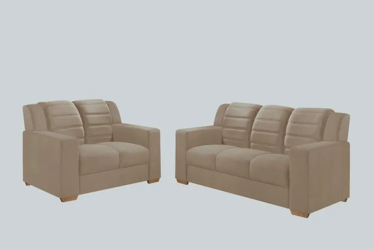 Conjunto Estofado Monaco 2x3Lgs Tec 194 Veludo Bege Top Estofados — Tec 450 - Veludo Suede Capuccino
