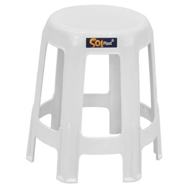 Banqueta Plastica Redonda Guaxuma 6 Pes SolPlast — Preto