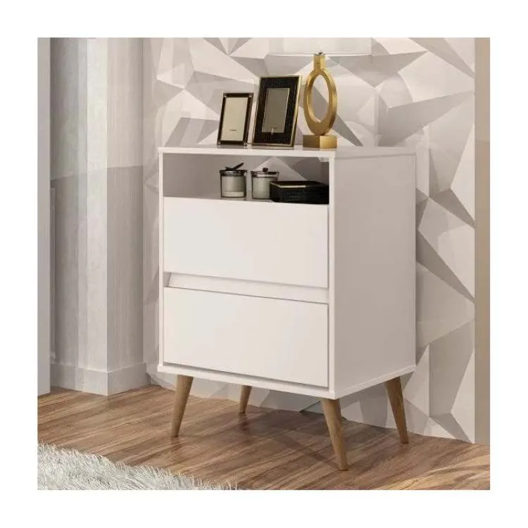 Mesa de Cabeceira Lotus 2G1N J&A Moveis — Off White
