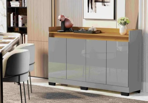 Buffet Real 4P Cinza Onix.Mel Primus