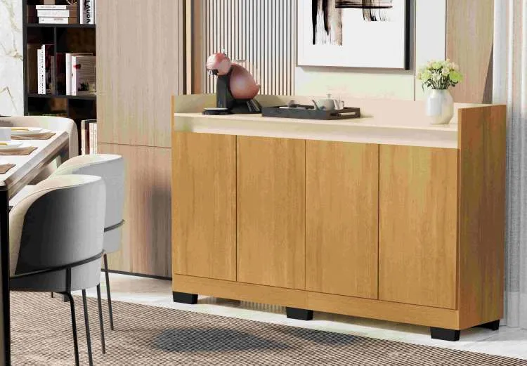 Buffet Real 4P Cinza Onix.Mel Primus — Cinza Mel/Perola