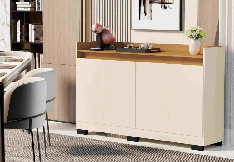 Buffet Real 4P Cinza Onix.Mel Primus — Pérola/Mel
