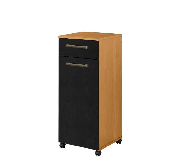 Armario Multiuso Clean 1P1G com Rodizios Cinamomo.Preto Caedral Zanzini Moveis — Cinamomo/Preto Catedral