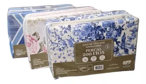 Jogo Lencol King Linha Gold Percal 200 Fios 280x250 Estampas Sortidas Marcelino Textil