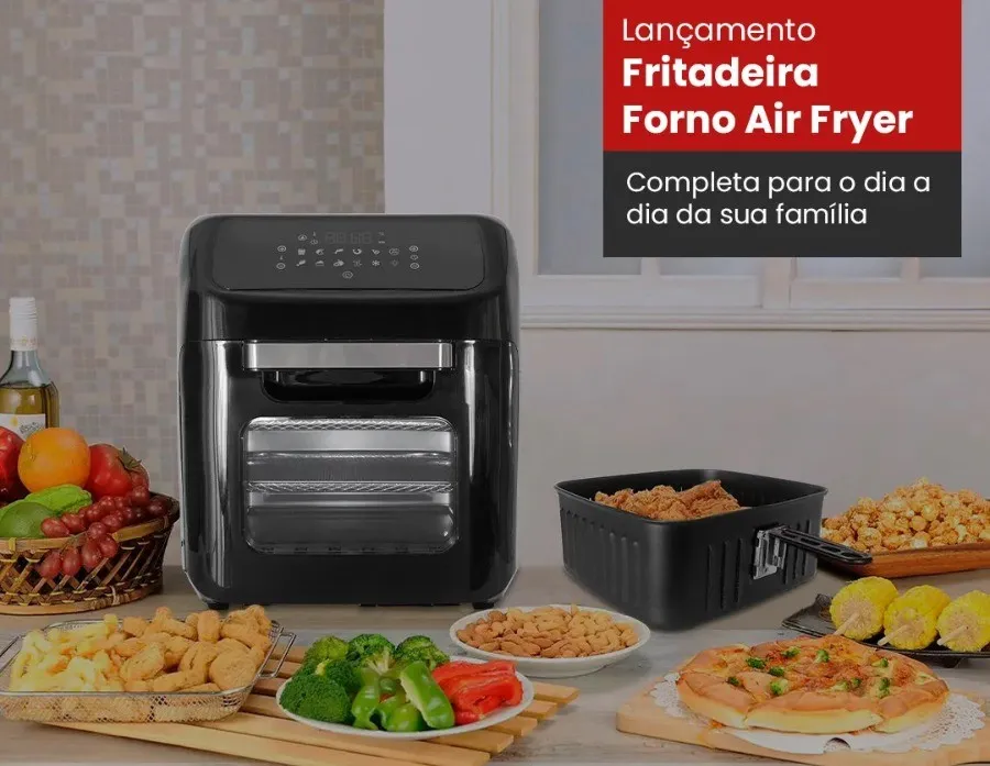 Fritadeira Forno Air Fryer AFFD01I 01 Digital 12L 1800W 127v Agratto — Fritadeira Forno Air Fryer -  Preto