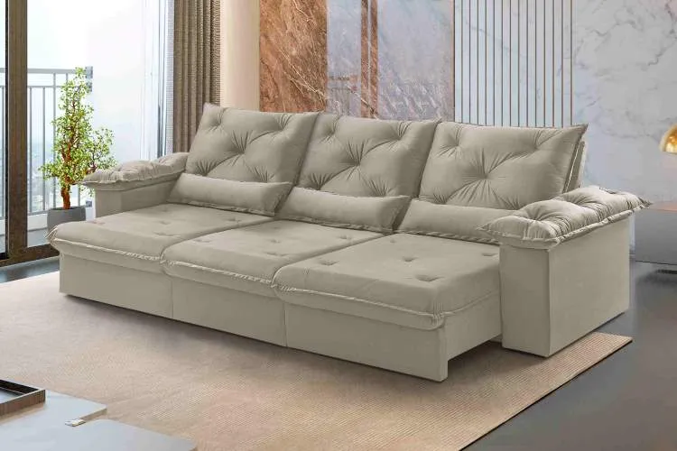 Estofado Retratil Reclinavel Atlas 320 3x90 Veludo Inca Bege Claro 02 Idealle — Veludo Inca - Capuccino 15
