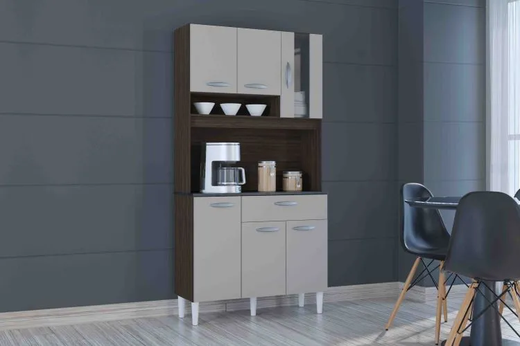 Kit Cozinha Coral 6P1G 90 Poquema — Chocolate/Off White