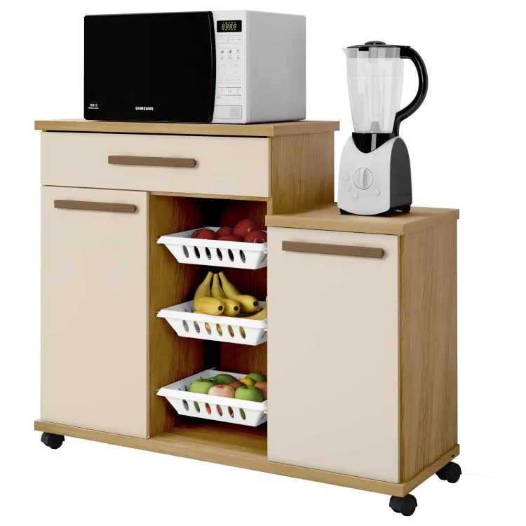 Fruteira Teresina 107 2P1G3Cestos Branco.Branco Arte Moveis — Cinamomo/Off White