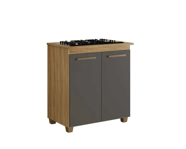 Balcao CookTop Fox 78 4 Bocas com Tampo com Recorte 53,5 x 35 Branco Arte Moveis — Balcão Fox 4 Bocas - Cinamomo/Grafite