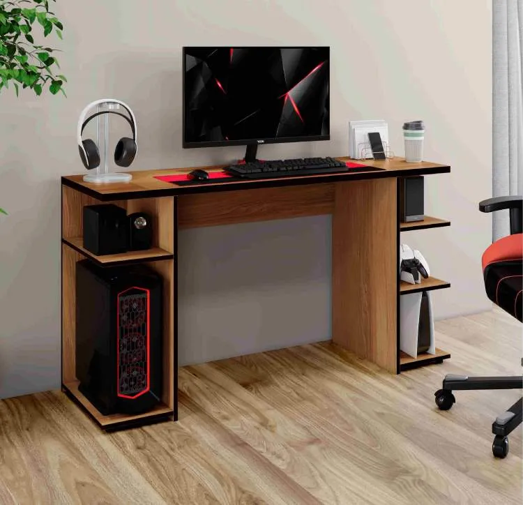 Escrivaninha Gamer Arte Moveis — Cinamomo/Preto
