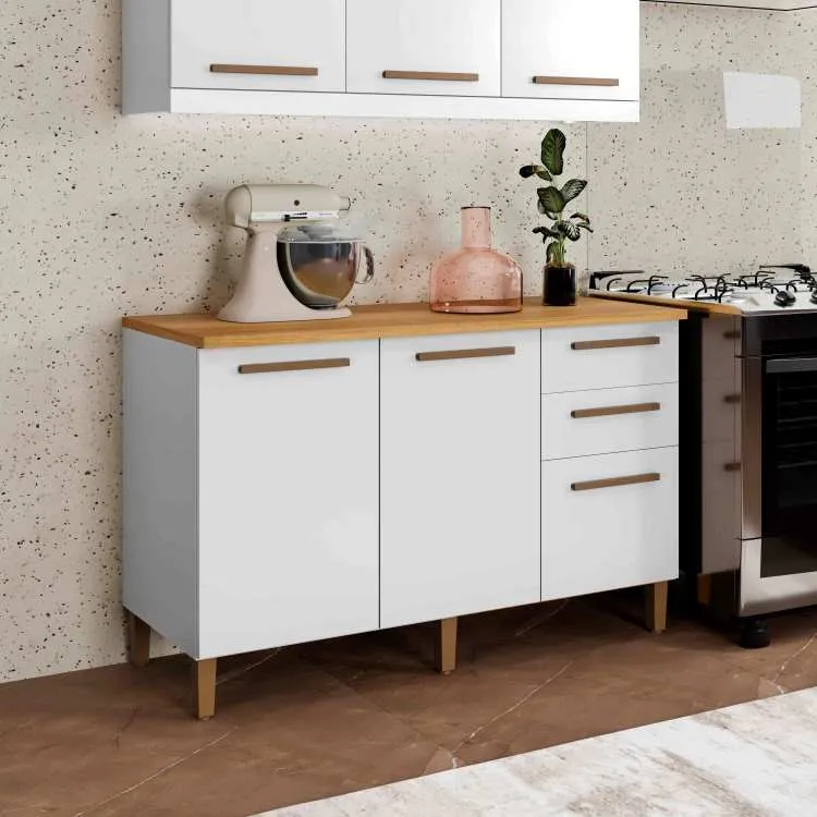 Balcao Diamante 120 3P2G Arte Moveis — Branco