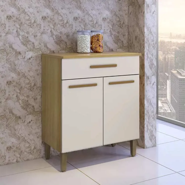 Balcao Omega 70 2P1G Branco Arte Moveis — Balcão Ômega 70 2P1G - Cinamomo/Off White