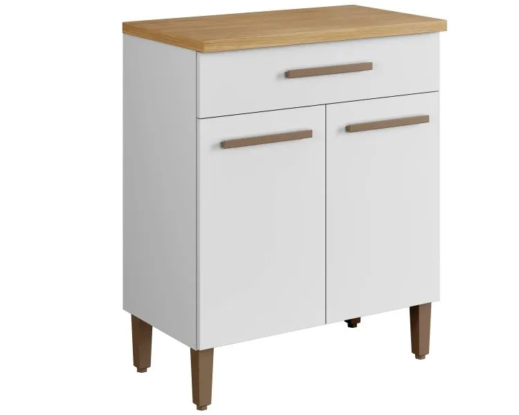 Balcao Omega 70 2P1G Branco Arte Moveis — Balcão Ômega 70 2P1G - Branco
