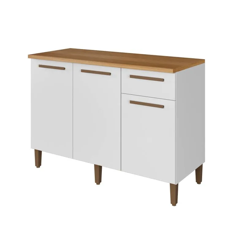 Balcao Imperial 120 3P1G Branco Arte Moveis — Balcão Imperial - Branco