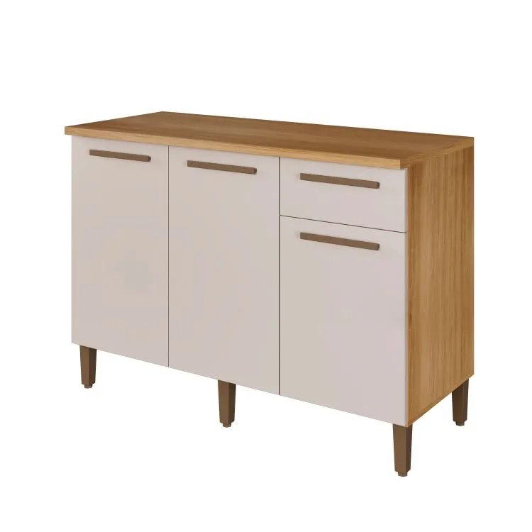 Balcao Imperial 120 3P1G Branco Arte Moveis — Balcão Imperial - Cinamomo/Off White