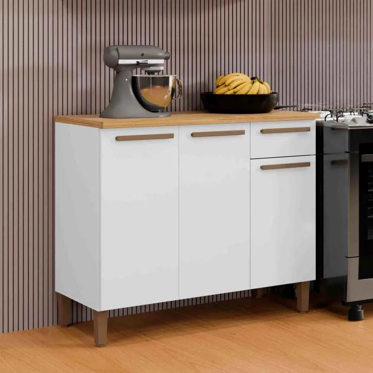 Balcao Classico 91 3P1G Branco Arte Moveis — Balcão Clássico - Branco