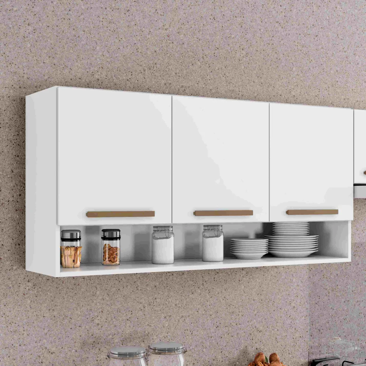 Armario Aereo New 91 3P1N Branco Arte Moveis — Aéreo New - Branco
