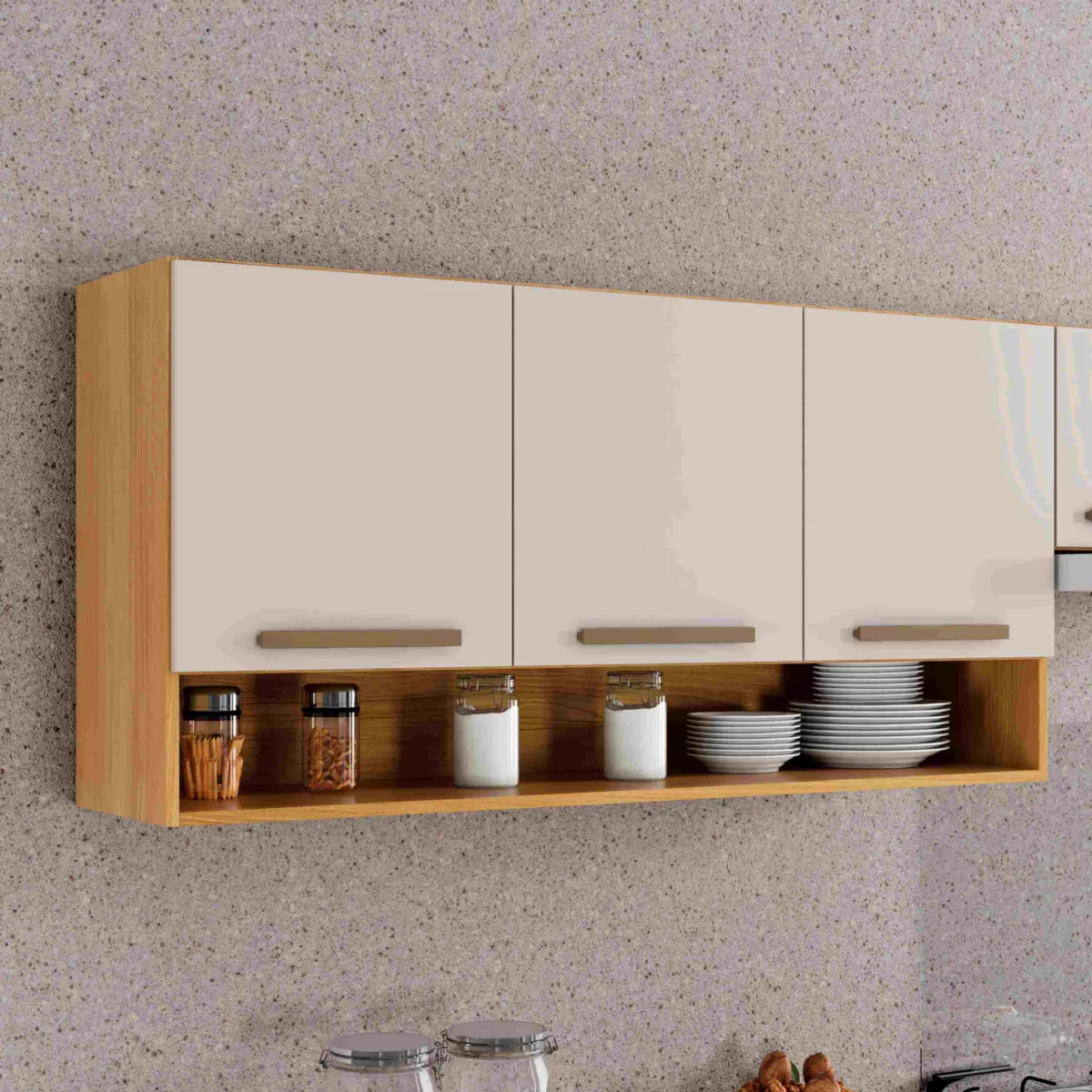 Armario Aereo New 91 3P1N Branco Arte Moveis — Aéreo New - Cinamomo/Off White