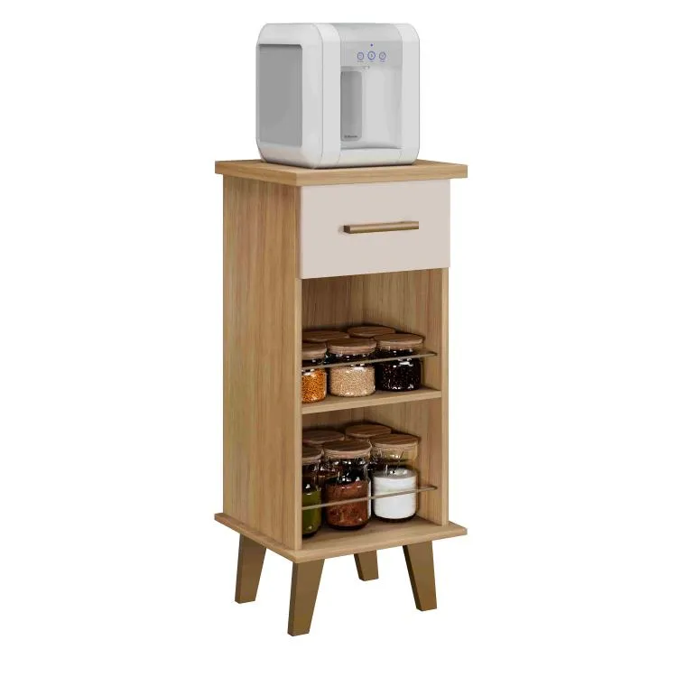 Balcao Arte Star 36 1G2N Branco Arte Moveis — Balcão Arte Star - Cinamomo/Off White