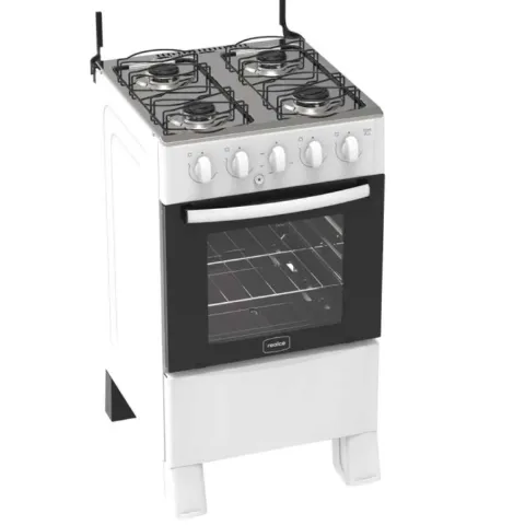 Fogao Ares Plus 4 Bocas Mesa de Aco Inox Branco Realce Eletrodomesticos