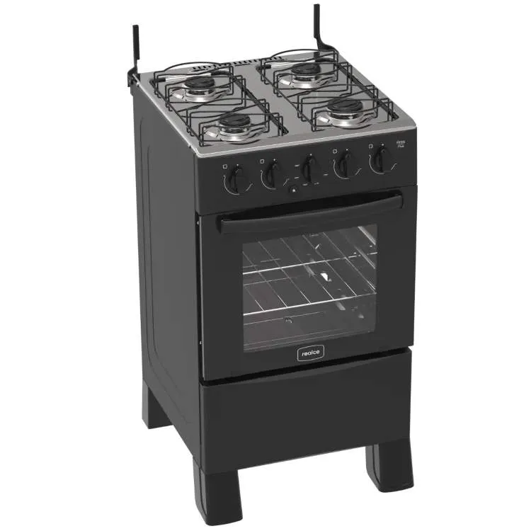 Fogao Ares Plus 4 Bocas Mesa de Aco Inox Branco Realce Eletrodomesticos — Fogão Ares Plus 4 Bocas - Preto