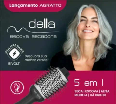 Escova Secadora de Cabelo Della AESF01I 03 Bivolt 1100W Preto Agratto
