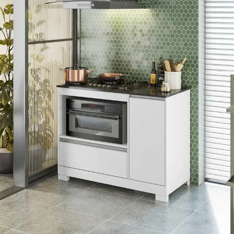Balcao CookTop NT 3050 5 Bocas 1P1G1N Branco New.Granito.Branco Notavel — Branco New/Granito/Branco New