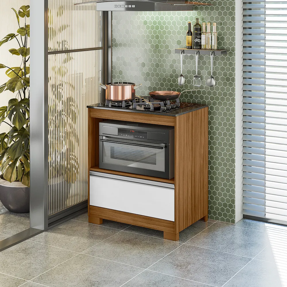 Balcao CookTop NT 3110 4 Bocas 1G1N Notavel — Freijó Trend/Branco New