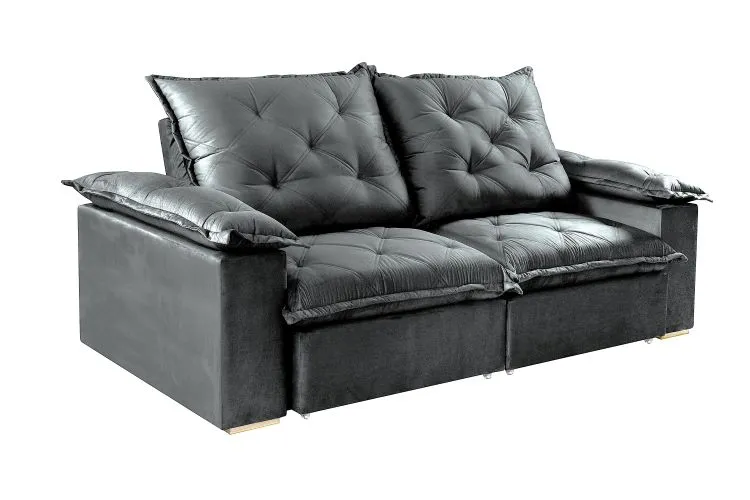 Estofado Retratil Reclinavel Leblon 210 2x80 Molas Ensacadas Veludo Inca Bege Escuro 813 Evidence — Veludo Inca - Grafie 814