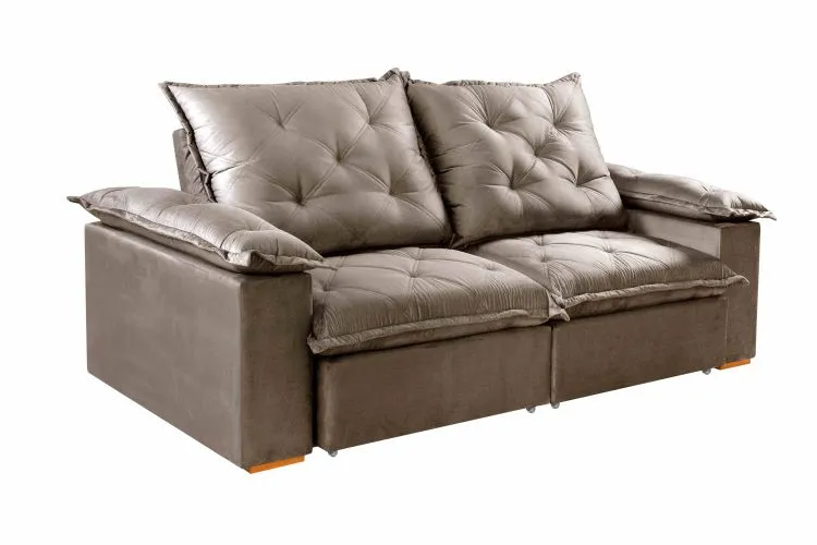 Estofado Retratil Reclinavel Leblon 210 2x80 Molas Ensacadas Veludo Inca Bege Escuro 813 Evidence — Veludo Inca - Bege 813