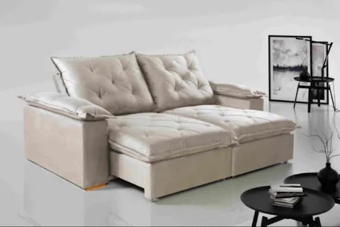 Estofado Retratil Reclinavel Leblon 250 2x100 Molas Ensacadas Velduo Inca Cru 818 Evidence