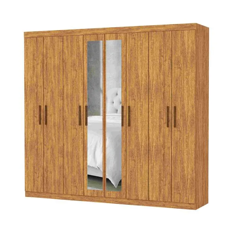 Roupeiro Rubi Plus 8P4G com Espelhos Branco.Branco Carioca — Cinamomo-Cinamomo