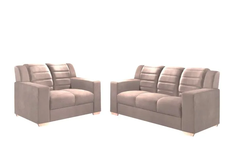 Conjunto Estofado Monaco 2x3Lgs Tec 194 Veludo Bege Top Estofados — Tec 194 - Veludo Bege