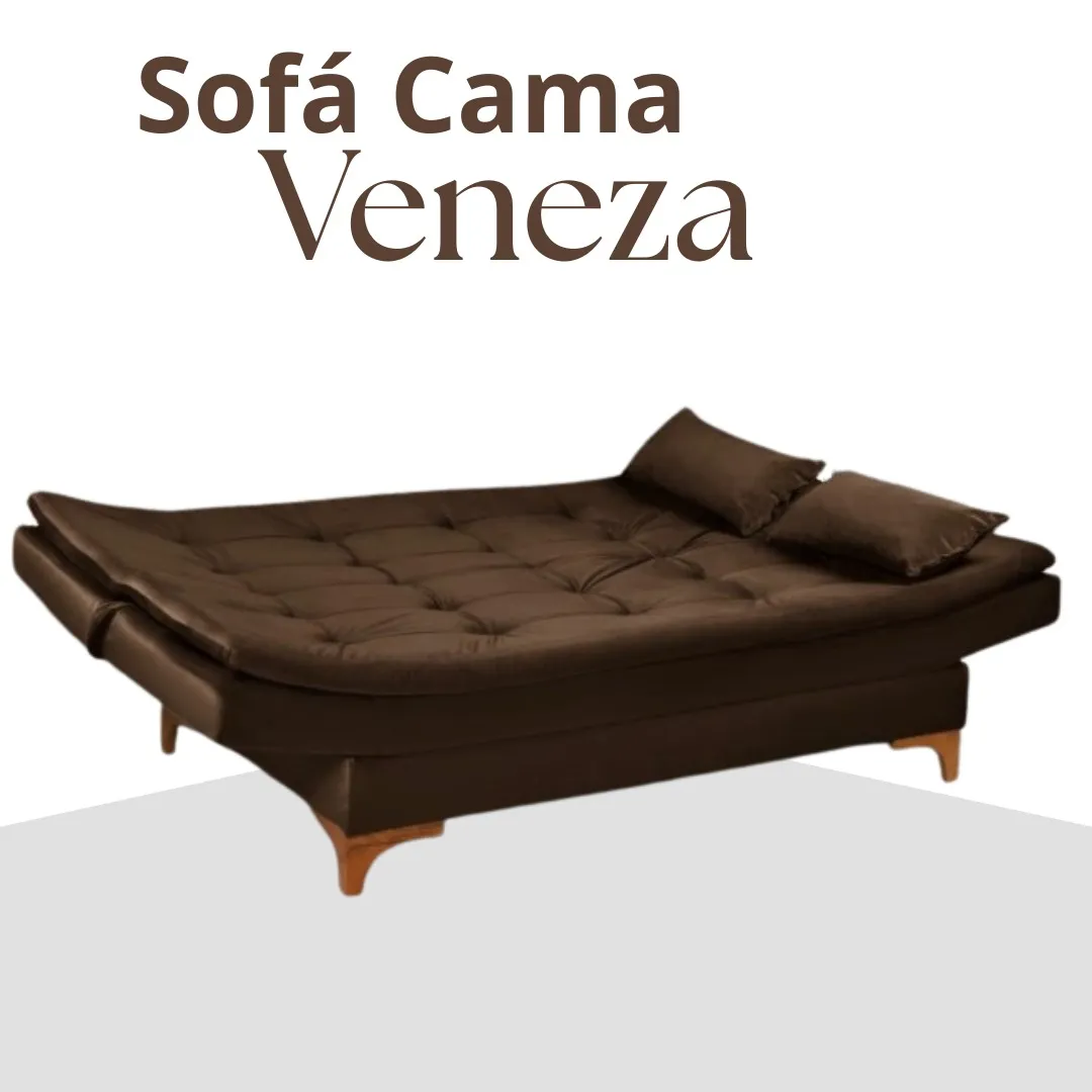 Sofa Cama Veneza Tec 185 Veludo Azul Top Estofados — Tec 193 - Veludo Marrom